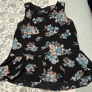 Charming Charlie black floral sleeveless blouse size M